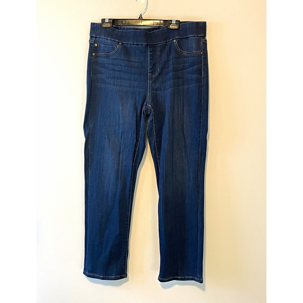 Liverpool Jeans Womens 14W Dark Wash Pull On Straight Leg Stretch Plus Size